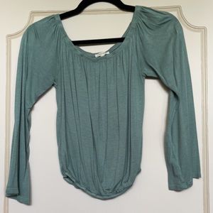Green peasant top